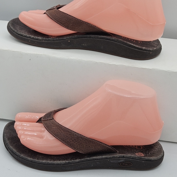 Chaco lowdown brown leather flipflop  size 6 - Picture 8 of 16